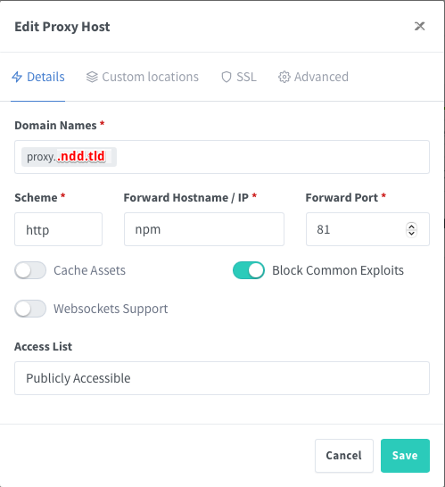 Proxy Host Configuration