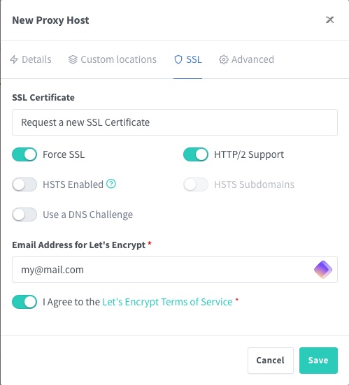 Save Proxy Host